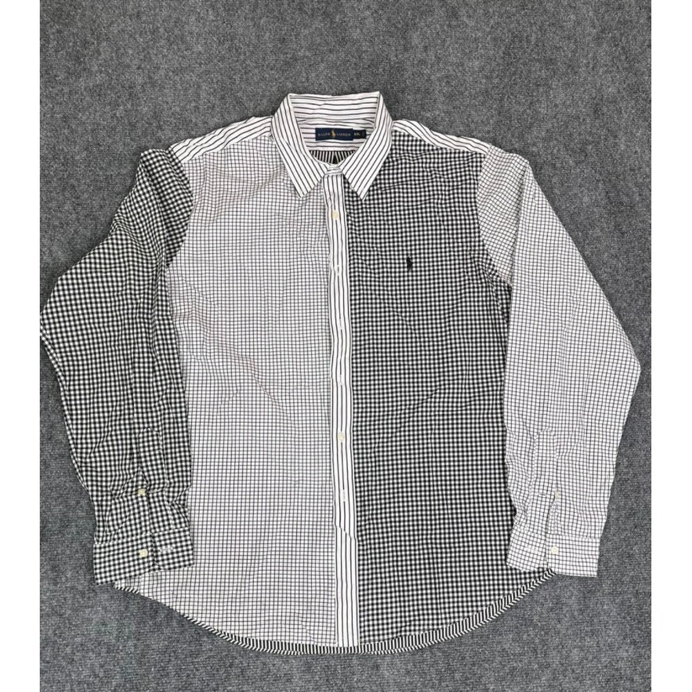 Ralph Lauren Black And White Checkered Button Down Shirt Long Sleeve Size XXL